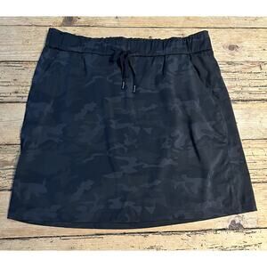 Hilary Radley Women’s Size L Black Camo Pull-on Drawstring Skirt NWOT